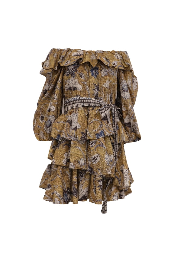 Pre-Owned Ulla Johnson Giselle Ruffled Mini Dress in Multicolor Cotton