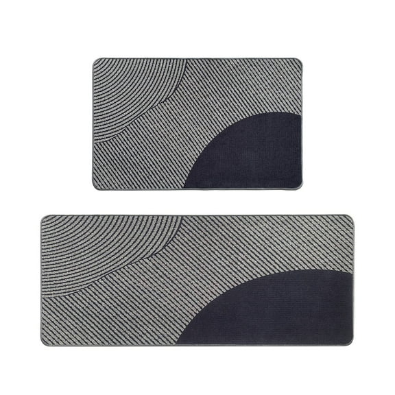 Geometric Gray Kitchen Mat Set