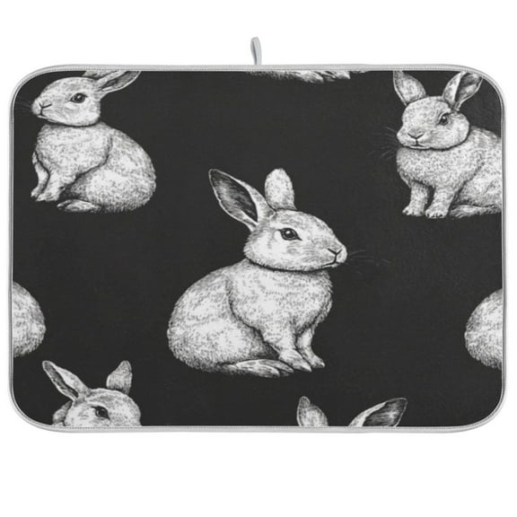 Kitchen Drying Mat 16x18In Drying Dish Mat Dish Drying Mats Kitchen Countertop Multi-Function Drain Drying Mat Kitchen Table White Rabbit1