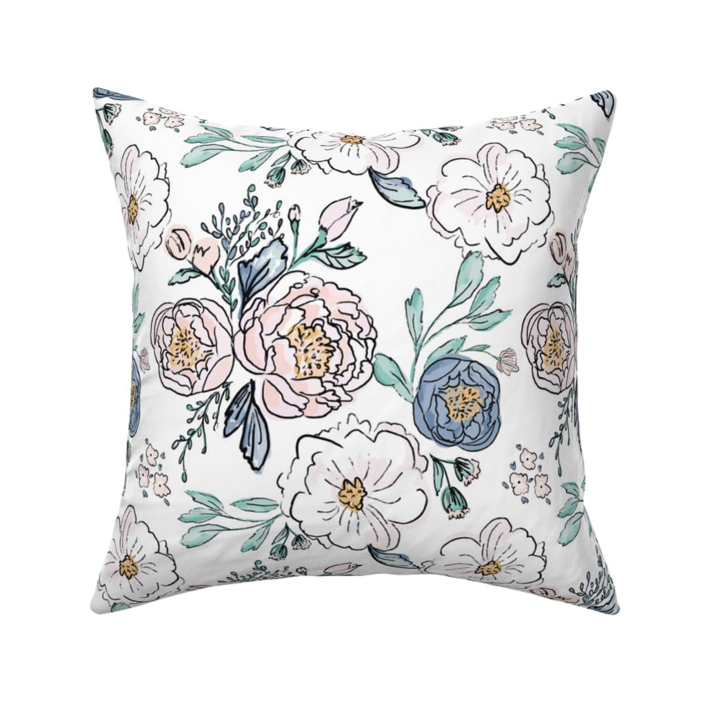 Vintage Florals Wildflowers Throw Pillow Cover w Optional Insert by Roostery 