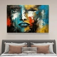 thumbnail image 4 of abstract portrait with a blend of blue and yellow hues Poster Decorative Painting Canvas Wall Art Living Room Posters Bedroom Painting,Frame-style,28×41inch (70×105cm), 4 of 8