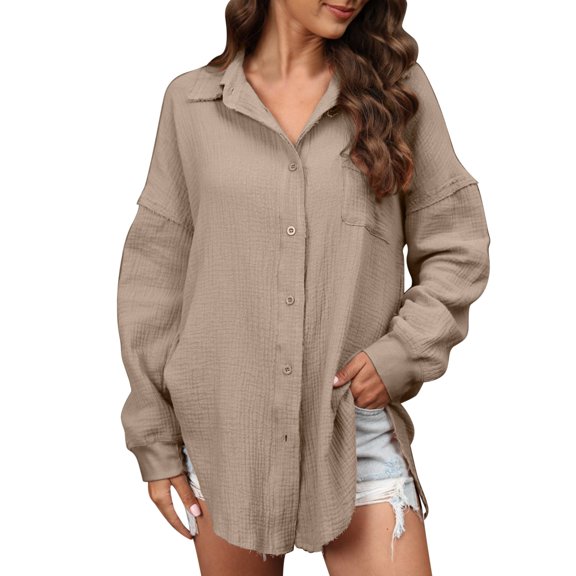 Womens Summer Outfits, Womens Shirts, Stylish Women's Casual Corduroy Button Down Long Sleeve Shirt for Effortless Fashion and Comfort