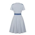 thumbnail image 3 of Henpk Summer Dresses for Women Striped T Shirt Dress Casual Midi Dress Short Sleeve Sundress with Pockets Fashion Summer V-Neck Solid Short Sleeve Dress Casual Mini Dress Blue L, 3 of 4