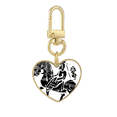 thumbnail image 1 of China Wei Jin Dynasties Horse Riding Pattern Gold Heart Keychain Metal Keyring Holder, 1 of 3