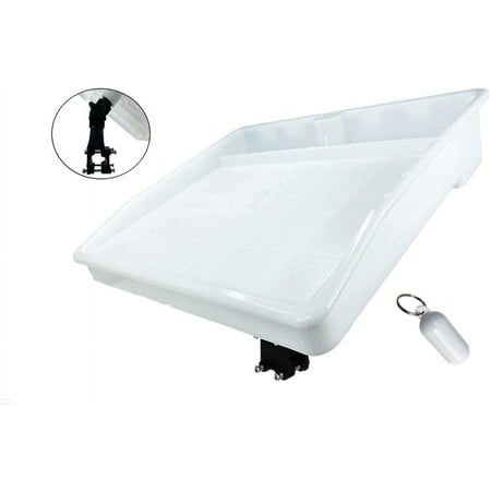 Pactrade Marine Fishing Fillet Table Cutting Board Single Rod Holder Rail 7/8 -1 Round 1 -1/4 Square Mount White Bait Knives Pliers Outdoor Cleaning Fish Storage Compartment Spacious Space Screw Tur