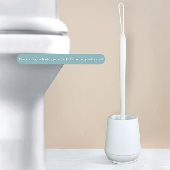 Floor-Standing Toilet Brush Set, TPE Flexible Brush Ball & PP Hollow Drains Base, with Hanging Hand Rope Save 50% off