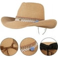 thumbnail image 2 of ZDWQFA Straw Cowboy Breathable and Durable Unisex Hat, Paper Straw, Khaki, 2 of 5