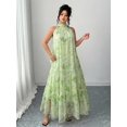 thumbnail image 6 of Elegant Sleeveless Green Chiffon Halter Maxi Dress With Tiered Ruffles And Floral Print, 6 of 6