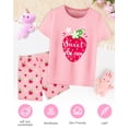 thumbnail image 2 of Girls Pajamas Short Sleeve Toddler Girls Summer Short Sets Sleepwear Clothes Sets Girls Pajamas Size 3-10, 2 of 7