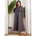 thumbnail image 5 of AURA Plus Size Summer Maxi Dress Loose A Line Embroidered Long Sleeve Modest Dress, 5 of 10