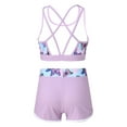 thumbnail image 2 of iEFiEL Girls Printed Swimsuit Outfit U Neck Strappy Back Crop Top with Boyshorts Bottoms Set Beach Pool Bathing Suit Lavender 16, 2 of 7