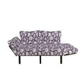 thumbnail image 2 of Flower Futon Couch, Romantic Blossom Pattern Wedding Exotic Feminine Garden Petals with Contours, Daybed with Metal Frame Upholstered Sofa for Living Dorm, Loveseat, Eggplant and White, by Ambesonne, 2 of 4