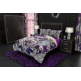 thumbnail image 2 of Whimsigoth Bedding Set, Comforter or Duvet, Japanese Oni Demon, White Goth Bed, 2 of 10