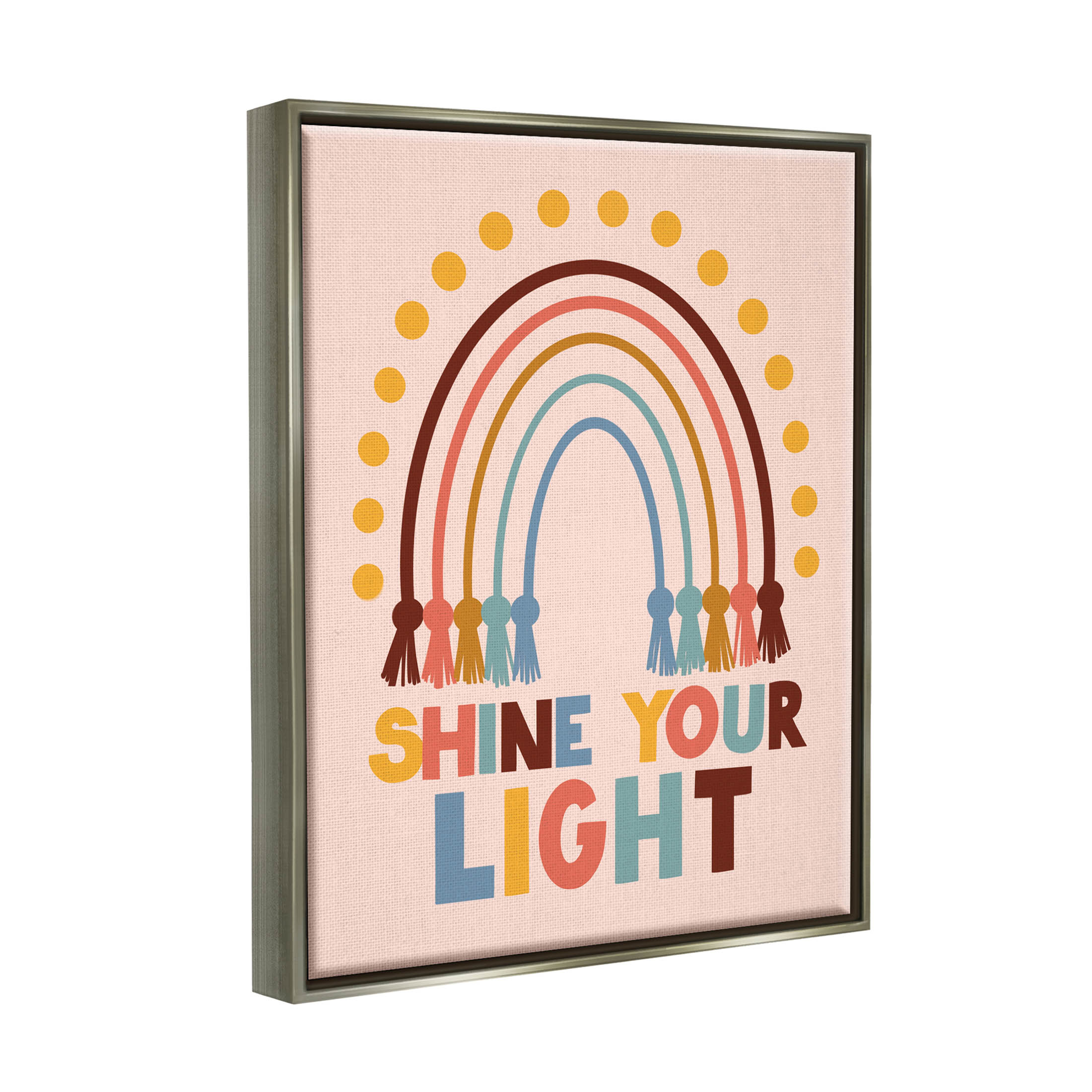 Shine Your Light Hanukkah Rainbow Holiday Graphic Art Luster Gray Framed Art Print Wall Art