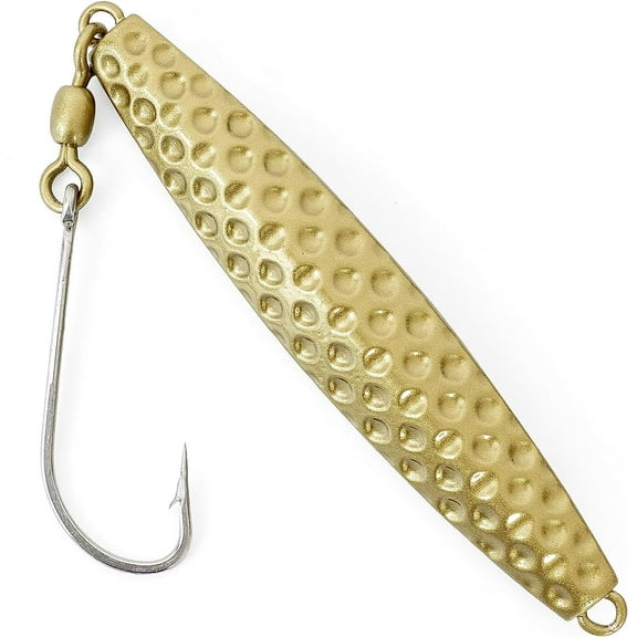 BLUEWING Hammered Diamond Jig 1pc Fishing Jig Saltwater Fishing Lures Deep Sea Sinking Fishing Baits with Stainless Steel Hook, Gold 3oz