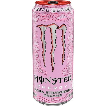 Monster Energy Ultra Strawberry Dreams, Sugar Free Energy Drink, 16oz