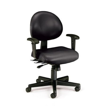 - Vinyl 24 Hour Computer Task Chair with Arms - Black