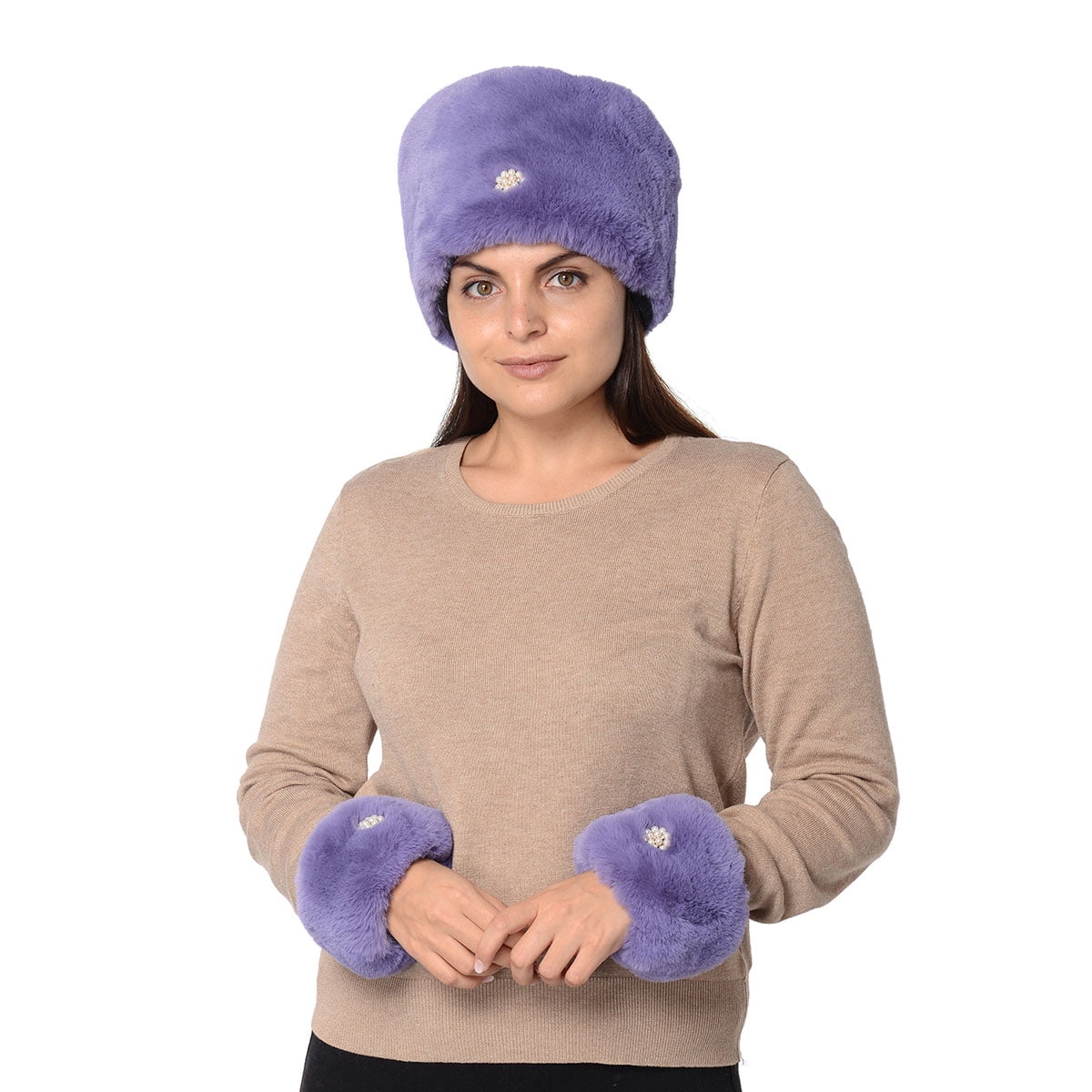purple fur hat