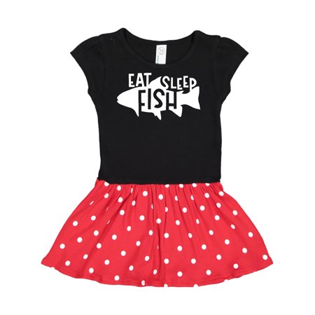 

Inktastic Eat Sleep Fish Silhouette Gift Toddler Girl Dress