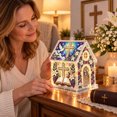 thumbnail image 5 of DIY Light Up Diamond Art Acrylic Cottage, 5D Gem Painting House Ornament with LED Light, Holiday Handmade Craft Decor for Tabletop & Christmas Tree, 5 of 5