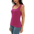 thumbnail image 4 of ATHLECHIC Women's Fitted Tank Top Ribbed Knit Scoop Neck Slim Fit Casual Top S Hot Pink, 4 of 5