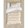 thumbnail image 1 of Herringbone Duvet Cover Set Twin Size, Rainbow Colored Diagonal Chevron Inspiration Horizontal Dashed Stripes, Decorative 2 Piece Bedding Set with 1 Pillow Sham, White Multicolor, by Ambesonne, 1 of 3