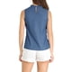 thumbnail image 3 of INSPIRAR CHIC Blusa sin mangas con cuello alto y volantes para mujer 2XL Azul, 3 of 7