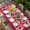 Crimson HotPink Beige, variant on Valentine's Day Table Cloths for 5 Foot Rectangle Tables, Romantic Watercolor Love Pink Plaid Beige Patio Waterproof Elastic Fitted Tablecloths, Washable Rectangular Table Cover for Camping