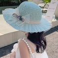 thumbnail image 4 of Sombrero de paja para el sol, sombrero flexible para la playa y el verano, sombrero con visera de viaje para niños de ala ancha con lazo para niñas de 4 a 10 años, 4 of 6