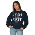 thumbnail image 4 of Fishing Girls Cute Flirty First Date Women Crewneck Sweatshirt Brisco Brands L, 4 of 5