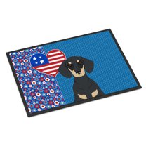 Black and Cream Dachshund Indoor or Outdoor Mat 24x36 36 in x 24 in