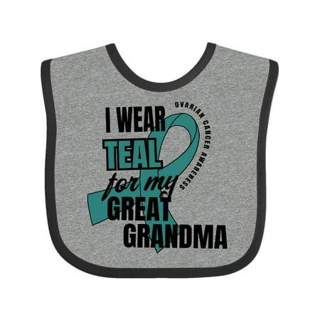 

Inktastic I Wear Teal For My Great Grandma Ovarian Cancer Awareness Gift Baby Boy or Baby Girl Bib