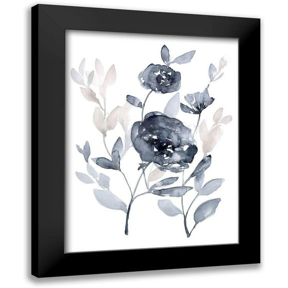 Goldberger, Jennifer 12x14 Black Modern Framed Museum Art Print Titled - Peonies in Grey II