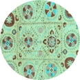 thumbnail image 1 of Ahgly Company Indoor Round Abstract Light Blue Modern Area Rugs, 3' Round, 1 of 4
