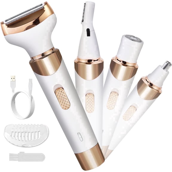 Obacre 4 in 1 Electric Razors for Women, Shaver for Women, Trimmer for Women, Lady Electric Bikini Shaver for Women Pubic Hair,Portable Rechargeable Women Face Shavers for Face, Underarm and Legs