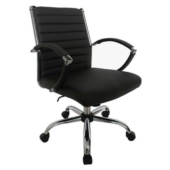 Furniture of America Damse Faux Leather Small Adjustable Office Chair in Black