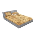 thumbnail image 2 of Ambesonne Island Fitted Sheet & Pillow Sham Set, Old Paper Treasure Map, Full, Beige Brown, 2 of 2