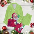 thumbnail image 3 of Gibobby camisones de talla grande Mujer Navidad manga larga solapa estampado completo vacaciones Casual Santa árbol copa de conjunto de pantalones (Rojo, XL), 3 of 4