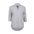 thumbnail image 5 of DYMADE Women 3/4 Sleeve Stand-Up Collar Button Down Shirts with Striped Detail, 5 of 8