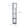 thumbnail image 3 of Simple Designs 62.5" Three Shelf Etagere Organizer Storage Floor Lamp 2 Pack Set with White Linen Shade for Living Room, Bedroom, Office, Hallway, Navy Blue, 3 of 9