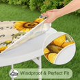 thumbnail image 5 of Waterproof Sunflower Print Round Tablecloth with Elastic Edge, Soft Polyester Fabric for Indoor and Outdoor Use, Fits 44-52 Inch, 5 of 7