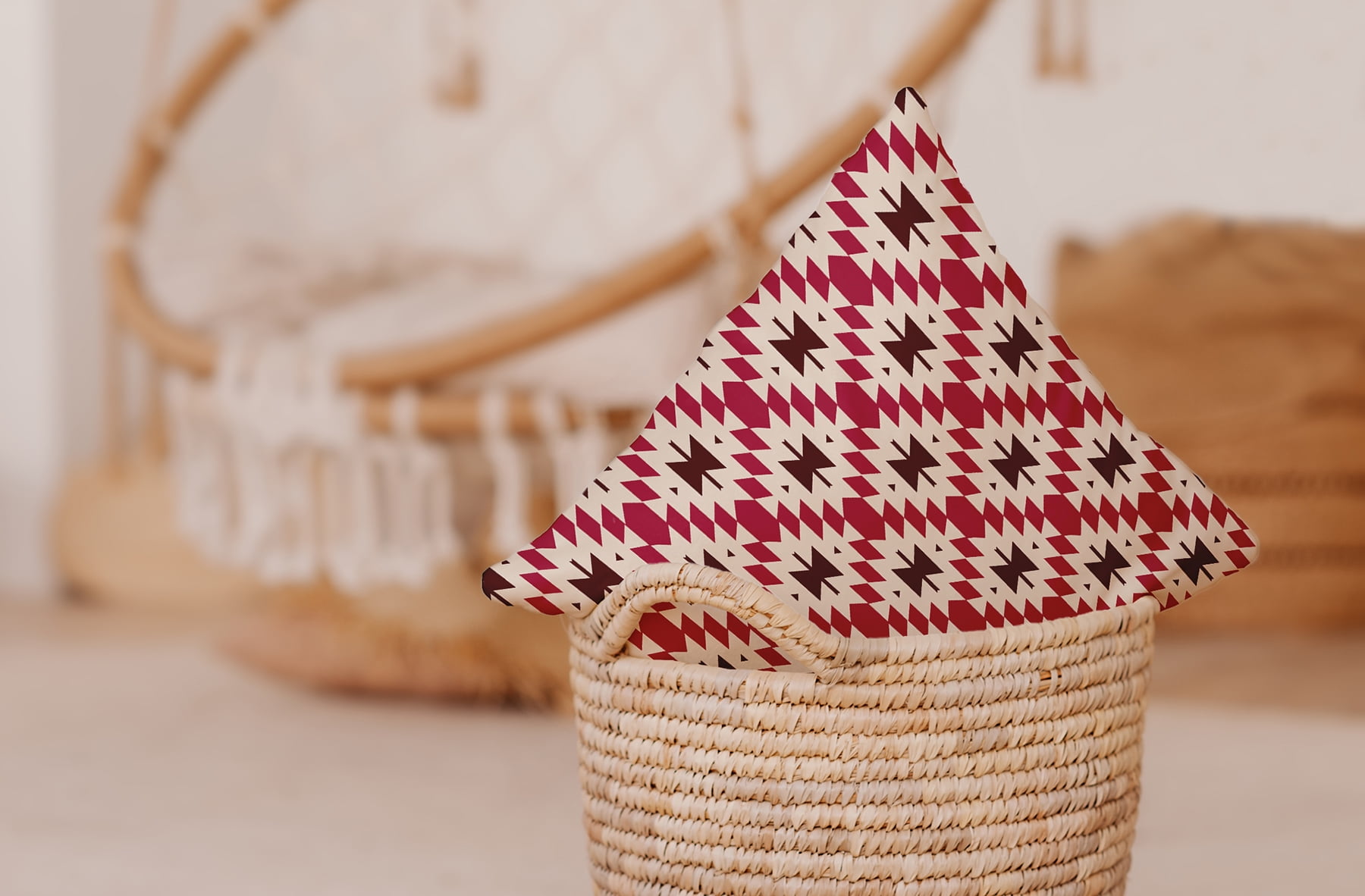 Simply Daisy 18" x 18" Geo Craze Decorative Throw Pillow, Cranberry