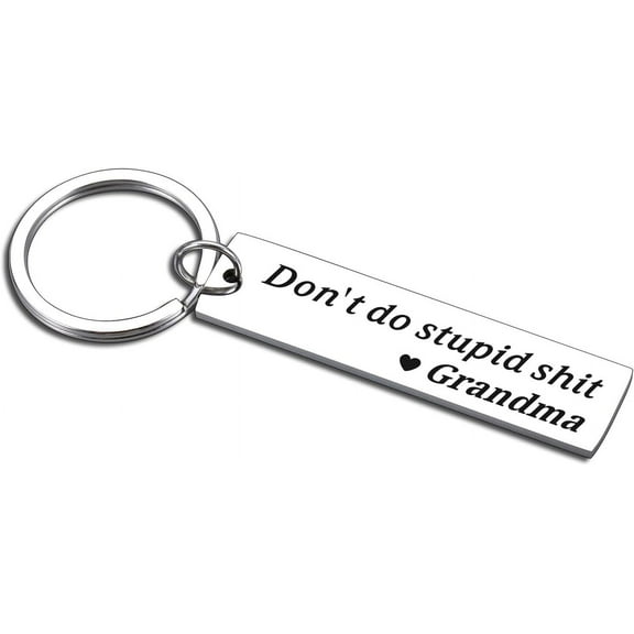 Don't Do Stupid Keychains Stocking Stuffers for Teens Boys Girls Funny Key Chain from Grandmom White Elephant Gift for Her Him Santa Swap Gift Valentines Birthday Gift
