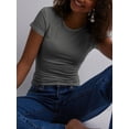 thumbnail image 5 of Raccmtaty Women Short Sleeve T-Shirts Solid Color Crew Neck Shirts Summer Casual Slim Fit Tops Streetwear, 5 of 7