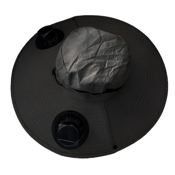 TELOLY Solar Fan Hat,Wide Brim Solar Fan Hat,Fishing Hat with Removable & Usb Charging Fan,Outdoor Sun Hats for Men Women,Gift for Dad Grandpa Fishing Lover (Black)