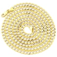 thumbnail image 1 of LOVEBLING 14k Yellow Gold 4.5mm Solid Pave Curb Chain Necklace with White Gold Pave Diamond Cut W/Lobster Lock (28 inch), 1 of 3