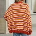 thumbnail image 4 of Diufon Womens Sweaters Trendy Stripe Printed Pullover Tops Round Neck Long Sleeve Tops, 4 of 7