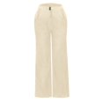 thumbnail image 3 of YIFUNIN Women's Solid Color Corduroy Straight Leg Pants, Loose Fit Casual Trousers for Fall Winter, Comfortable Ribbed Fabric Fashion,Beige L, 3 of 6