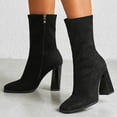 thumbnail image 1 of Botas elásticas de tacón alto con punta cuadrada y cremallera lateral de ante para mujer Wmkox8yii hfjk2270, 1 of 4