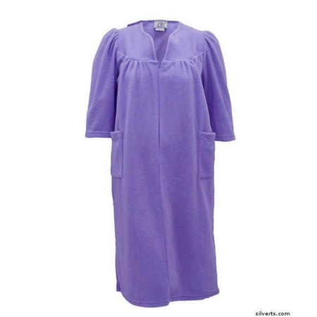Silverts 264501302 Womens Cozy Open Back Adaptive Fleece Hospital Robe, Light Mauve -